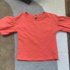 Orange Coral H&M Puff Sleeve Top XS Cotton